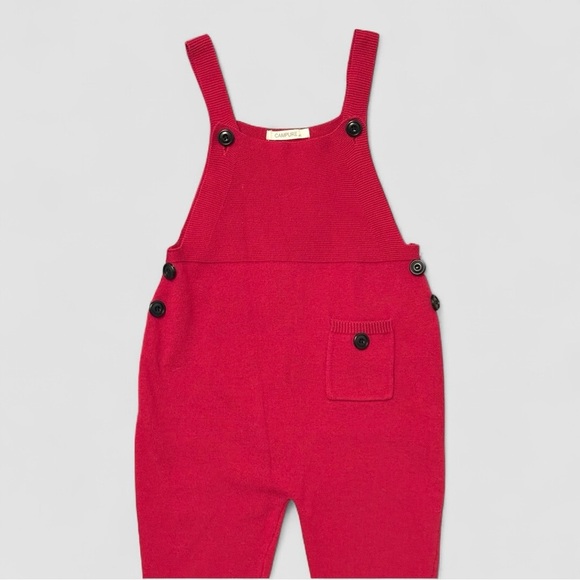 Kids Luxurious Soft Knit Red Campure Overalls Toddler Size 4 NWOT - Picture 2 of 7